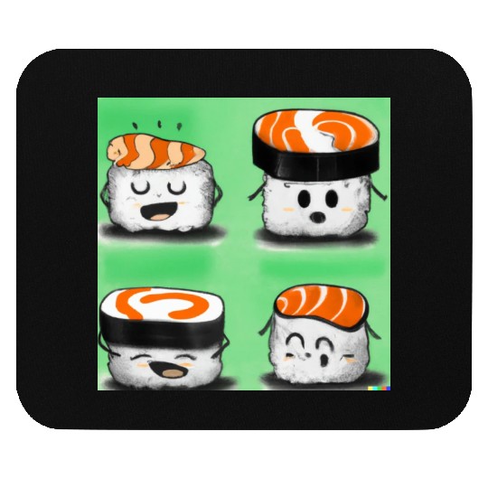 Happy Cheerful Sushi I Love Sushi Design Mouse Pads