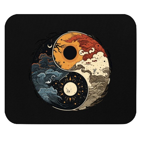 Sun and moon yin yang Mouse Pads