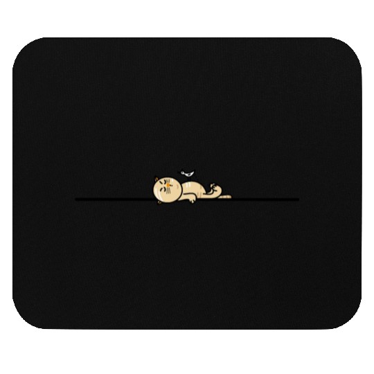 Funny cat with seagull Mouse Pads