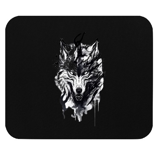 Night wolf. Mouse Pads