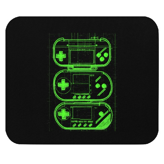 Green Handheld Gaming Blueprint Mouse Pads