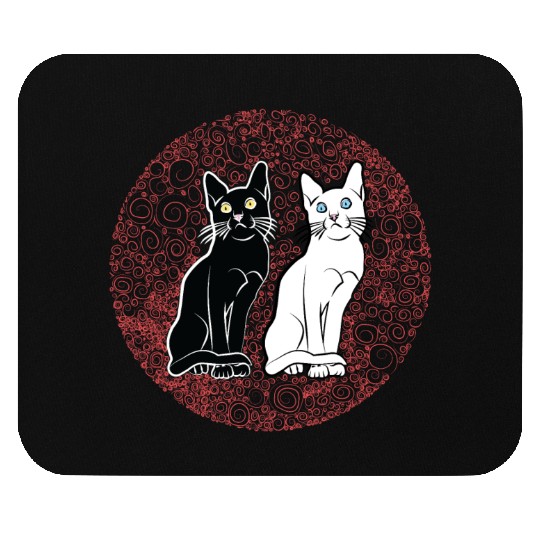 Back & white cat's Mouse Pads