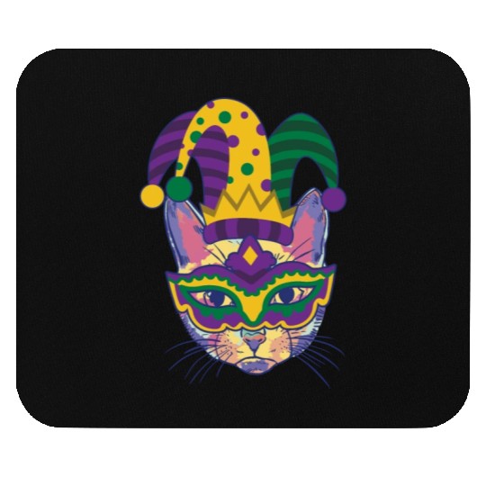 Mardi Gras Cat Cosplayer Jester Mask Costume Mouse Pads