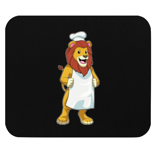 Lion As Cook With Chef Hat Cooking Apron Mouse Pads