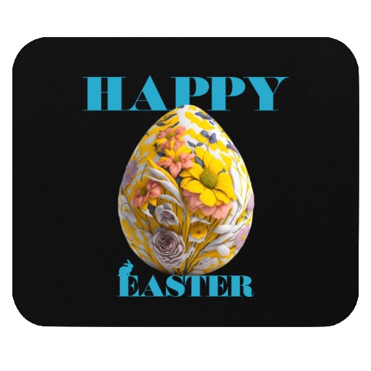Happy Easter Egg Design with Floral Elements Mouse Pads