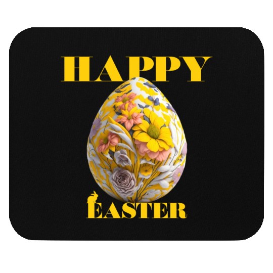 Happy Easter Egg Design with Floral Elements Mouse Pads