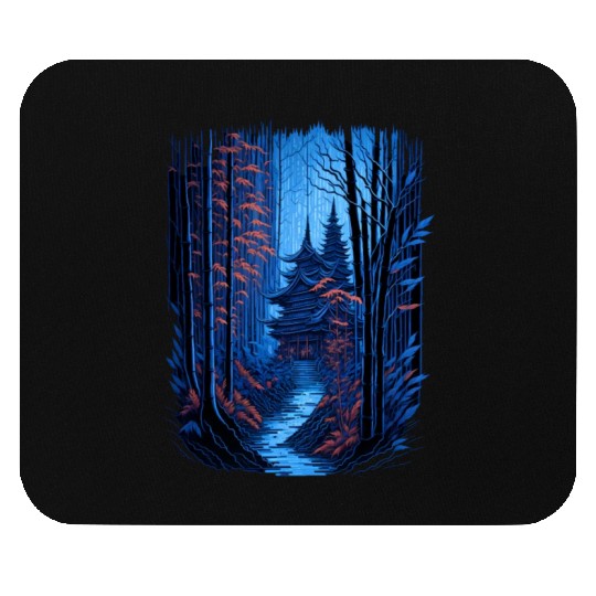 Japanese Temple in a Bamboo Forest Mouse Pads