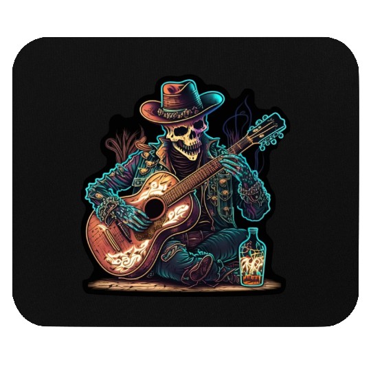 cowboy skeleton play guitar Mouse Pads