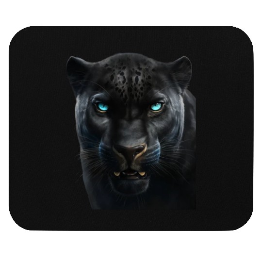 Black panther with blue eyes design wild animal Mouse Pads