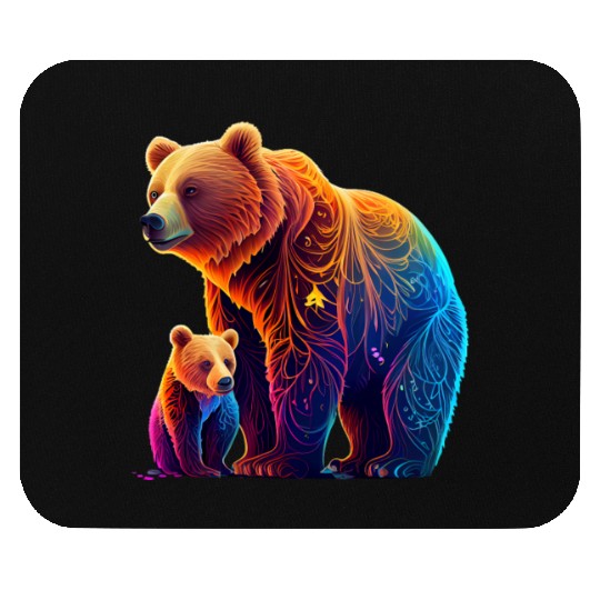 Mother Bear and Cub Sublimation Graphic Wild 3 Mouse Pads
