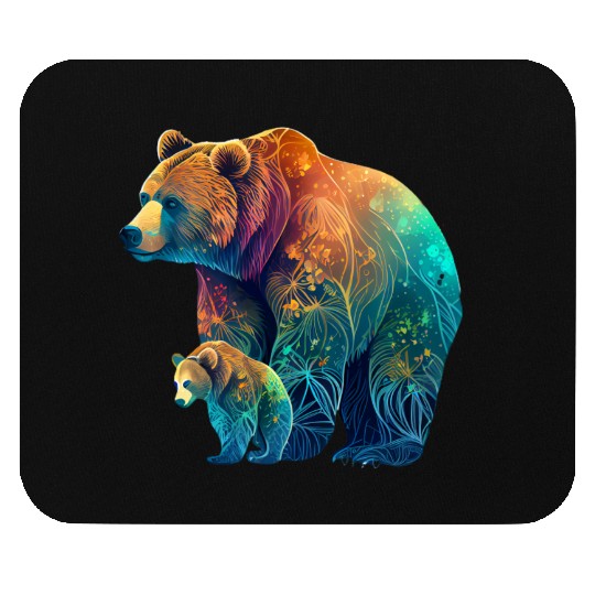 Mother Bear and Cub Sublimation Graphic Wild 1 Mouse Pads