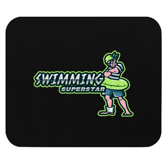 Swimming Superstar | Boy With Swim Ring Mouse Pads