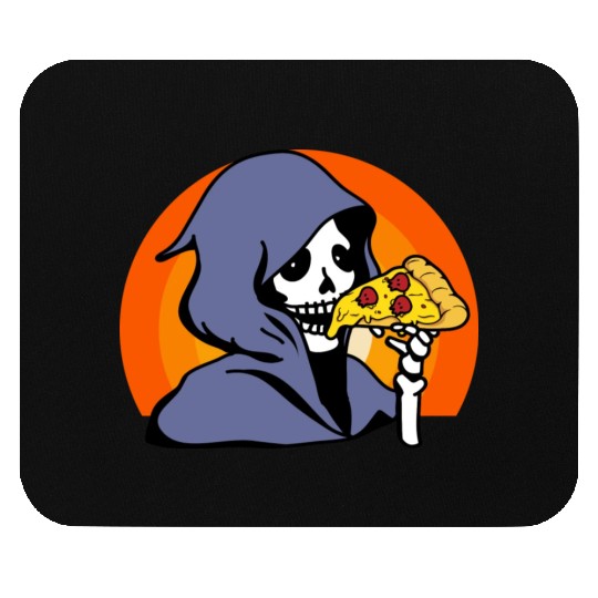 Retro Halloween Pizza Lover Ghost Grim Reaper Mouse Pads