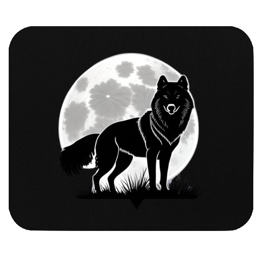 Wolf howling at the moon graphic Mouse Pads