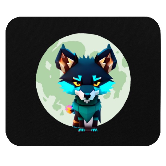 Cute Wolf Moon Graphic Mouse Pads