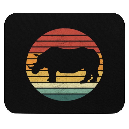 Rhino Lover - Vintage Sunset Rhinoceros Mouse Pads