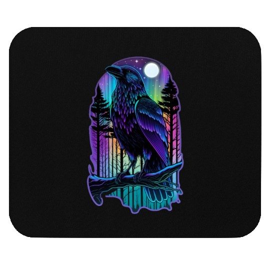 Raven Forest Neon Animal Bird Gothic Metal 80s Mouse Pads