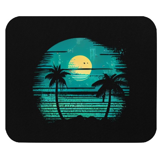 Vintage Retro Sunset Watercolor Beach Vacation 9 Mouse Pads