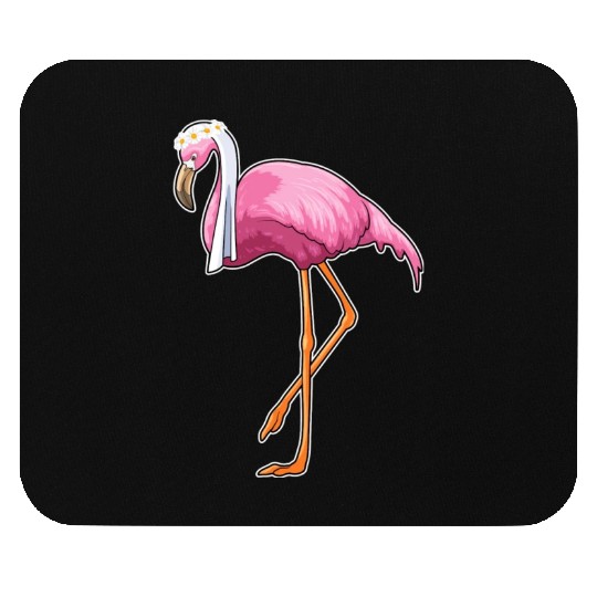 Flamingo As Bride With Veil Mouse Pads