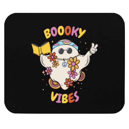 Reading Teacher Halloween Groovy Floral Ghost Mouse Pads