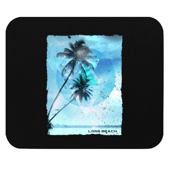 Artistic Long Beach California Palm Tree Vacation Mouse Pads