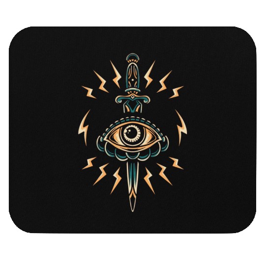Evil Eye Dagger Lightning Bolts Mouse Pads