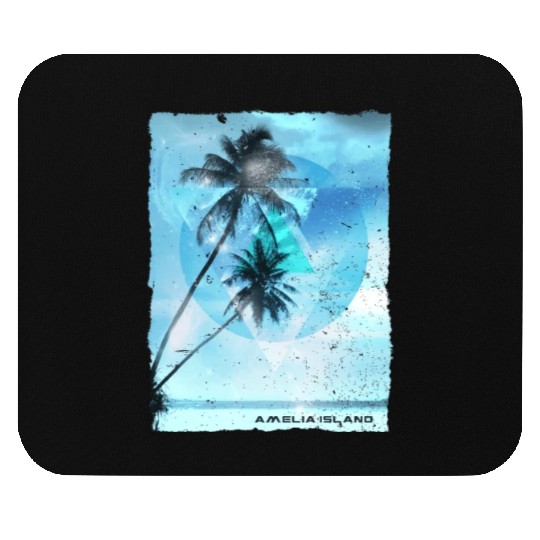 Artistic Amelia Island Florida Palm Tree Vacation Mouse Pads