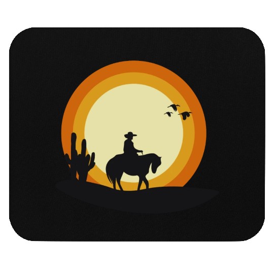 sunset cowboy Mouse Pads