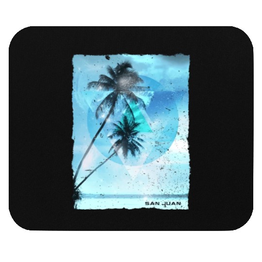 Artistic San Juan Puerto Rico Palm Tree Vacation Mouse Pads