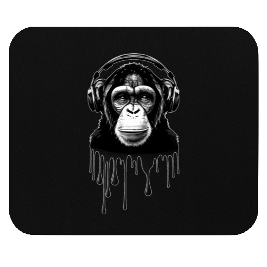 Chimpanzee with Headphones Monkey Music DJ Mouse Pads