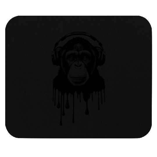 Chimpanzee with Headphones Monkey Music DJ Mouse Pads