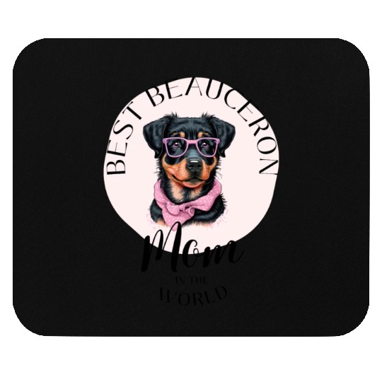 Beauceron Dog with Pink Glasses and Pink Bandana Mouse Pads