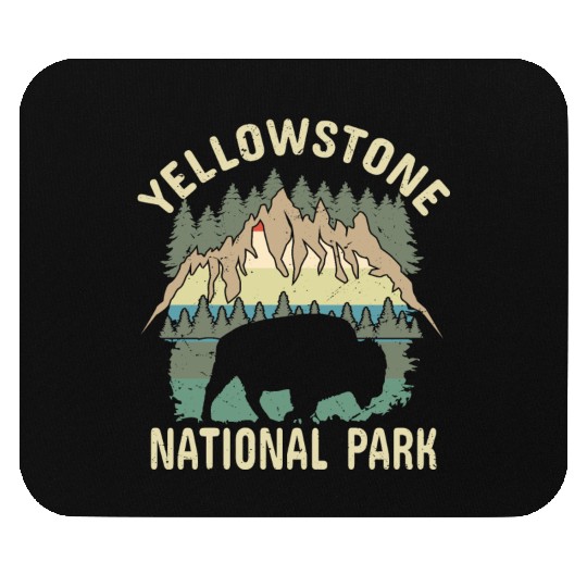 YStone National Park Vintage, american bison Mouse Pads