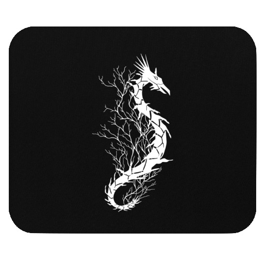 Sea life, sea dragon, white Mouse Pads