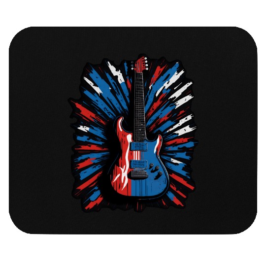 Electric guitar in Union Jack flag colors Mouse Pads