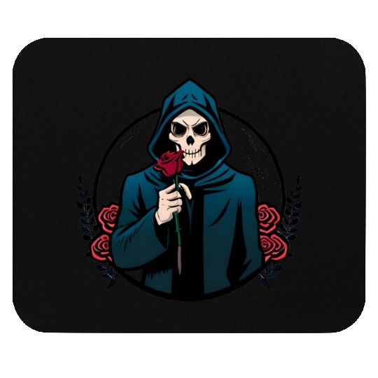 The Elegance of Death A Single Rose Grim Reaper Mouse Pads