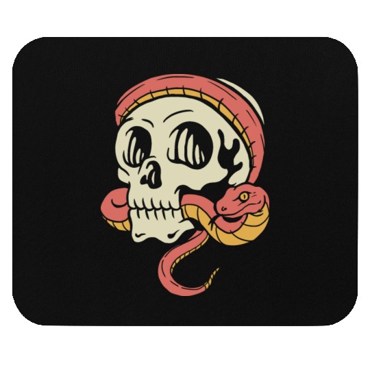 Skull Biting Snake Mouse Pads