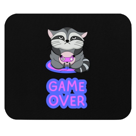 Game Over fat wicked raccoon playing on a console Mouse Pads