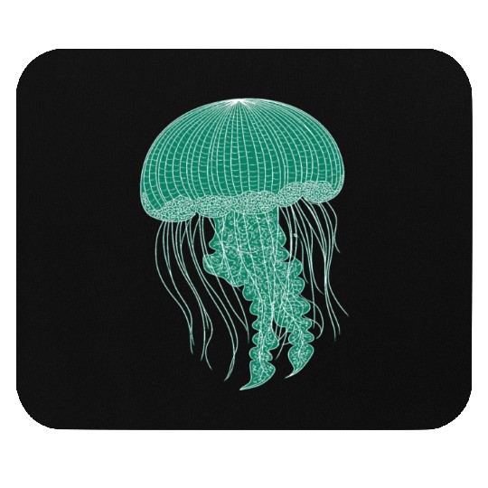 Sea life, Green Jellyfish Mouse Pads