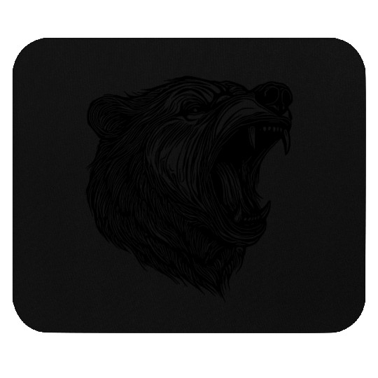 Wild Bear's Head With Sharp Teeth Mouse Pads