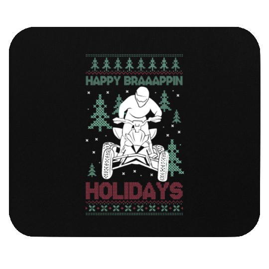 Happy Braaappin Holidays ATV Rider Christmas Mouse Pads