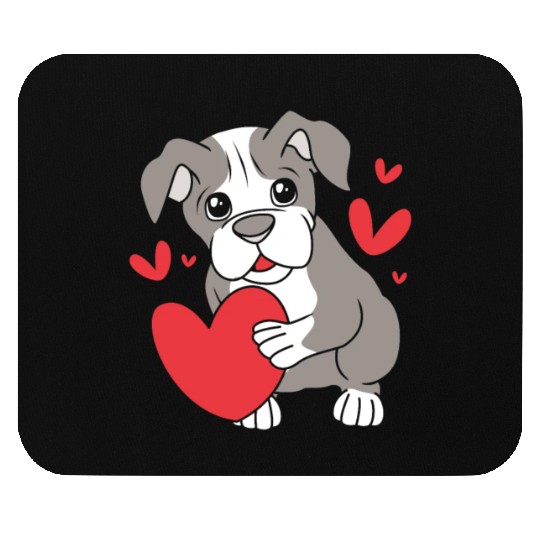 Cute Heart Puppy Boston Terrier Dog Mouse Pads