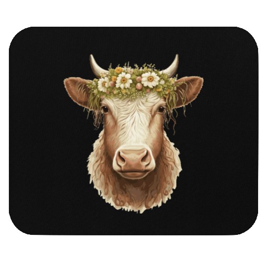 Flower Crown Cow Floral Farm Animal Pet Mouse Pads