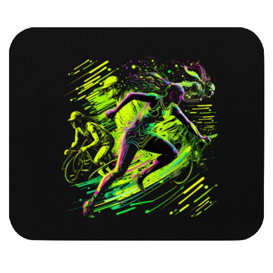Triathlete running swimming cycling Fitness-Sports Mouse Pads