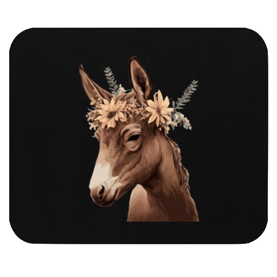 Flower Crown Mule Floral Farm Animal Pet Mouse Pads