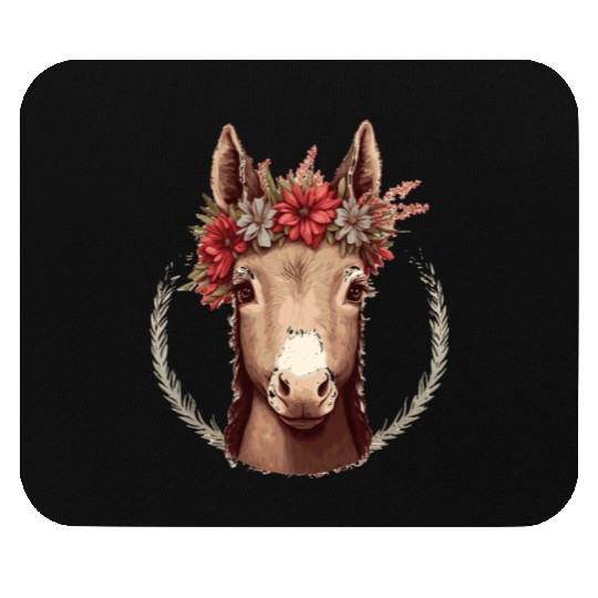 Cute Donkey Flower Crown Floral Farm Animal Pet Mouse Pads