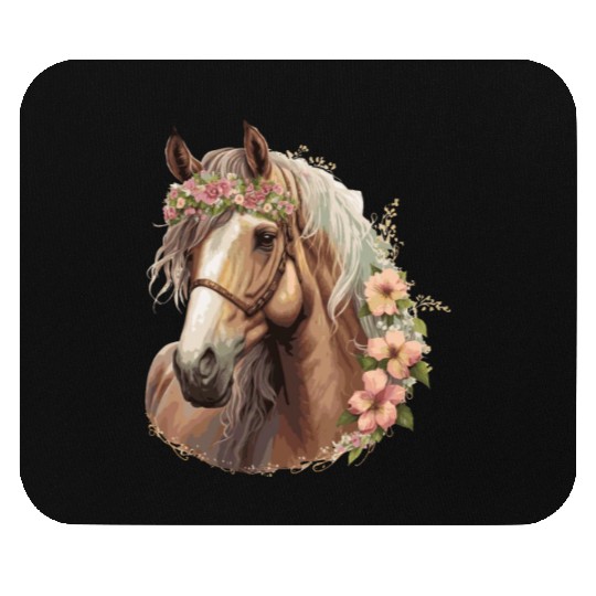 Flower Crown Horse Floral Farm Animal Pet Horse Ri Mouse Pads