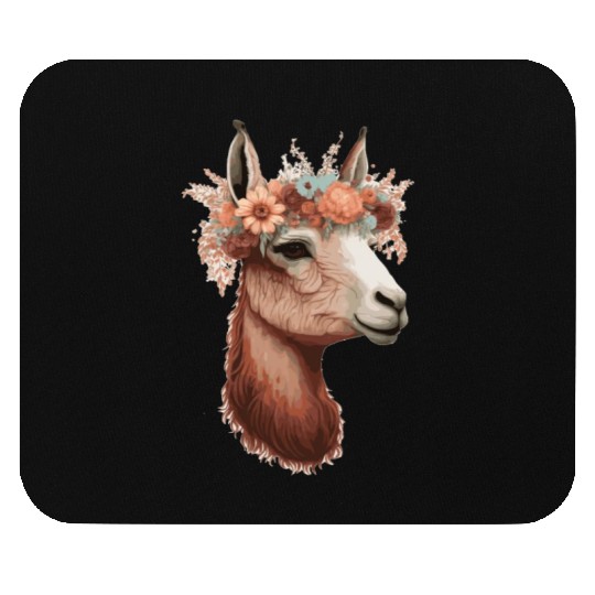 Flower Crown Llama Alpaca Floral Farm Animal Pet Mouse Pads