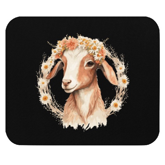 Baby Goat Flower Crown Floral Farm Animal Pet Mouse Pads