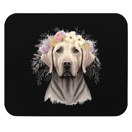 Cute Labrador Retriever Flower Crown Pet Dog Flora Mouse Pads